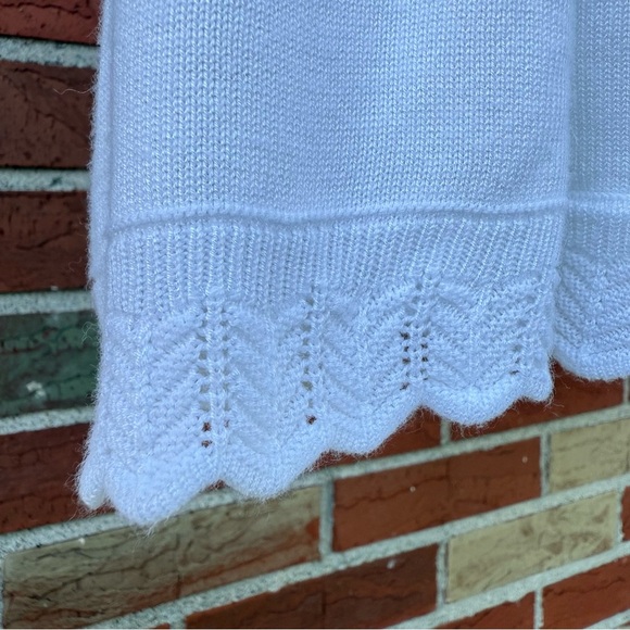 CJ Banks Scalloped Edge Eyelet White No Close Cardigan Sweater ⛄️ - Picture 4 of 12